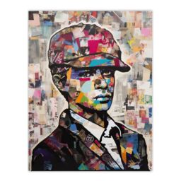 Artery8 Wall Art Print 1920s Fashion Collage Artwork Upcycled Newspaper Boy Young Man Portrait Vibrant Colourful Bold Pop Art Modern Painting Poster - thumbnail 1
