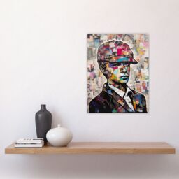 Artery8 Wall Art Print 1920s Fashion Collage Artwork Upcycled Newspaper Boy Young Man Portrait Vibrant Colourful Bold Pop Art Modern Painting Poster - thumbnail 4