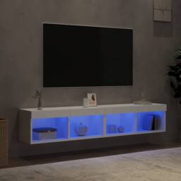 Berkfield Home TV Cabinets with LED Lights 2 pcs White 80x30x30 cm - Size: 80 x 30 x 30 cm - thumbnail 4