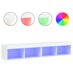 Berkfield Home TV Cabinets with LED Lights 2 pcs White 80x30x30 cm - Size: 80 x 30 x 30 cm - thumbnail 3