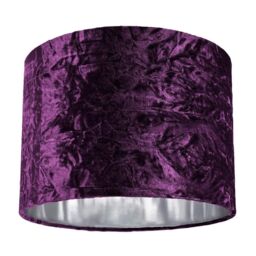 Happy Homewares Modern Crushed Velvet Lamp Shade with Shiny Paper Inner in Purple - Size: 10 inches