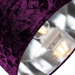 Happy Homewares Modern Crushed Velvet Lamp Shade with Shiny Paper Inner in Purple - Size: 10 inches - thumbnail 3