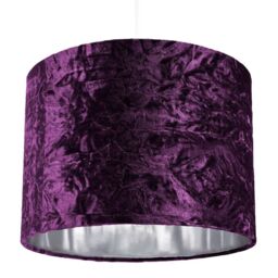 Happy Homewares Modern Crushed Velvet Lamp Shade with Shiny Paper Inner in Purple - Size: 10 inches - thumbnail 6