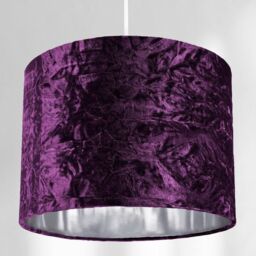 Happy Homewares Modern Crushed Velvet Lamp Shade with Shiny Paper Inner in Purple - Size: 10 inches - thumbnail 5