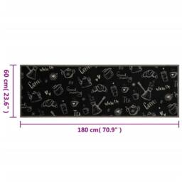Berkfield Home Kitchen Rug Washable Morning Black 60x180 cm Velvet - thumbnail 5