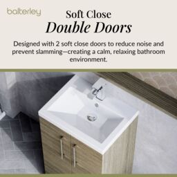 Balterley Bathroom Vanity Basin Unit, Chrome Handles, 500mm, Mid Oak in Brown - thumbnail 3