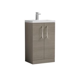 Balterley Bathroom Vanity Basin Unit, Chrome Handles, 500mm, Mid Oak in Brown - thumbnail 1
