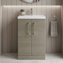 Balterley Bathroom Vanity Basin Unit, Chrome Handles, 500mm, Mid Oak in Brown - thumbnail 9
