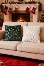 Living and Home Christmas Themed Plush Throw Pillows - Size: 45 cm x 45 cm - thumbnail 2