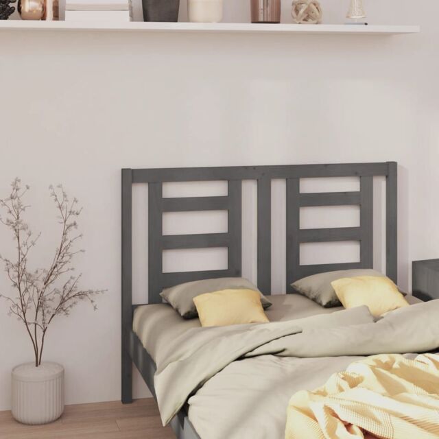 Berkfield Home Bed Headboard Grey 146x4x100 cm Solid Wood Pine - Size: 146 x 4 x 100 cm - image 1