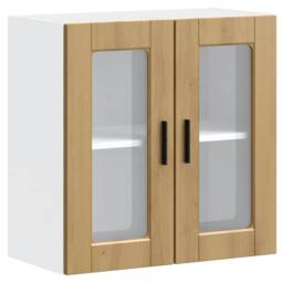 Berkfield Home Kitchen Wall Cabinet with Glass Door Porto Artisan Oak in Brown - thumbnail 1