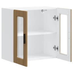 Berkfield Home Kitchen Wall Cabinet with Glass Door Porto Artisan Oak in Brown - thumbnail 6