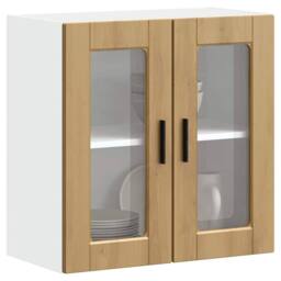 Berkfield Home Kitchen Wall Cabinet with Glass Door Porto Artisan Oak in Brown - thumbnail 2