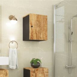 Berkfield Home Beautiful Bathroom Wall Cabinet 38x33x48 cm Solid Wood Mango in Brown - Size: 38 x 33 x 48 cm - thumbnail 2