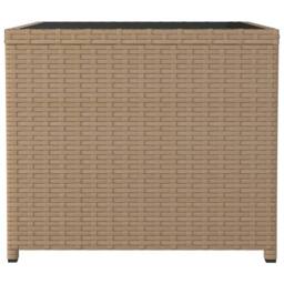 Berkfield Home Tea Table with Glass Top Beige Poly Rattan&Tempered Glass - thumbnail 4