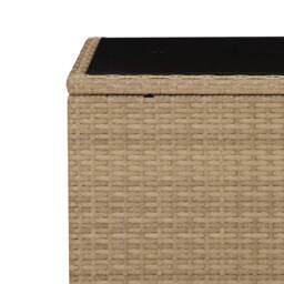 Berkfield Home Tea Table with Glass Top Beige Poly Rattan&Tempered Glass - thumbnail 5