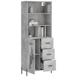 Berkfield Home Highboard Concrete Grey 69.5x34x180 cm Engineered Wood - thumbnail 1