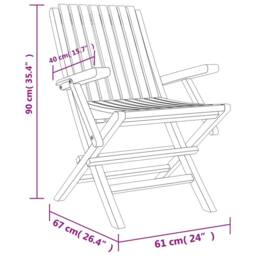Berkfield Home Folding Garden Chairs 4 pcs 61x67x90 cm Solid Wood Teak in Brown - Size: 61 x 67 x 90 cm - thumbnail 5