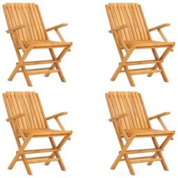 Berkfield Home Folding Garden Chairs 4 pcs 61x67x90 cm Solid Wood Teak in Brown - Size: 61 x 67 x 90 cm - thumbnail 2