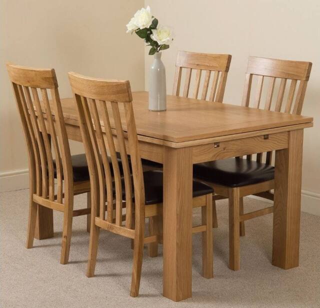 Thats Furniture Richmond 140-220cm Oak Extending Dining Table & 4 Harvard Chairs in Brown - image 1