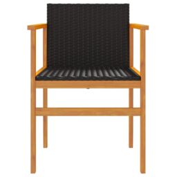 Berkfield Home Garden Chairs 2 pcs Black Poly Rattan&Solid Wood - thumbnail 5