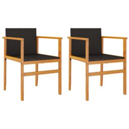 Berkfield Home Garden Chairs 2 pcs Black Poly Rattan&Solid Wood - thumbnail 2
