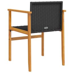 Berkfield Home Garden Chairs 2 pcs Black Poly Rattan&Solid Wood - thumbnail 7