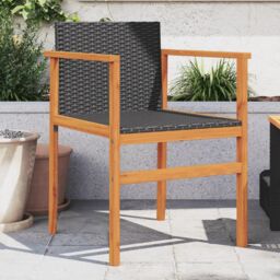 Berkfield Home Garden Chairs 2 pcs Black Poly Rattan&Solid Wood - thumbnail 1