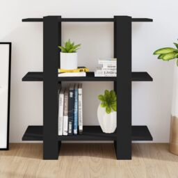 Berkfield Home Book Cabinet/Room Divider Black 80x30x87 cm - Size: 80 x 30 x 87 cm - thumbnail 3
