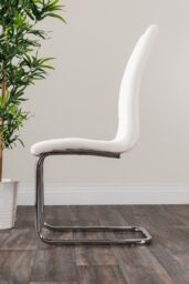 FurnitureboxUK Novara Chrome Metal 100cm Round Glass Dining Table & 4 Murano Dining Chairs in White - thumbnail 3