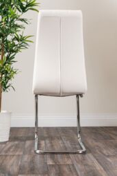 FurnitureboxUK Novara Chrome Metal 100cm Round Glass Dining Table & 4 Murano Dining Chairs in White - thumbnail 4