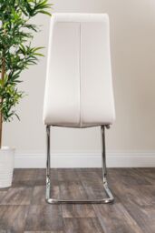 FurnitureboxUK Novara Chrome Metal 100cm Round Glass Dining Table & 4 Murano Dining Chairs in White - thumbnail 8