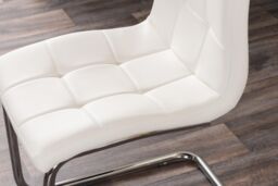 FurnitureboxUK Novara Chrome Metal 100cm Round Glass Dining Table & 4 Murano Dining Chairs in White - thumbnail 9