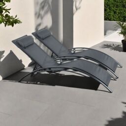 Outdoor Living Pair of Bali Sun Loungers - Set of 2 - Black - thumbnail 1