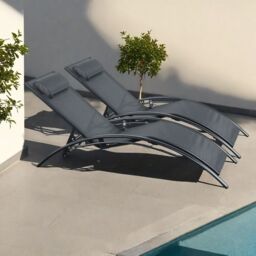 Outdoor Living Pair of Bali Sun Loungers - Set of 2 - Black - thumbnail 2