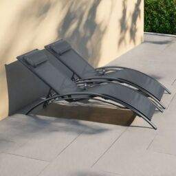 Outdoor Living Pair of Bali Sun Loungers - Set of 2 - Black - thumbnail 4