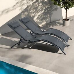 Outdoor Living Pair of Bali Sun Loungers - Set of 2 - Black - thumbnail 3