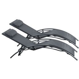 Outdoor Living Pair of Bali Sun Loungers - Set of 2 - Black - thumbnail 6