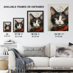 "Artery8 Wall Art Print The Key Master Cat Portrait Oil Painting Poster Picture in Grey - Size: W18"" x H24""" - thumbnail 3