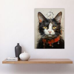 "Artery8 Wall Art Print The Key Master Cat Portrait Oil Painting Poster Picture in Grey - Size: W18"" x H24""" - thumbnail 4