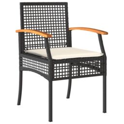 Berkfield Home 5 Piece Garden Dining Set with Cushions Black Poly Rattan - thumbnail 3