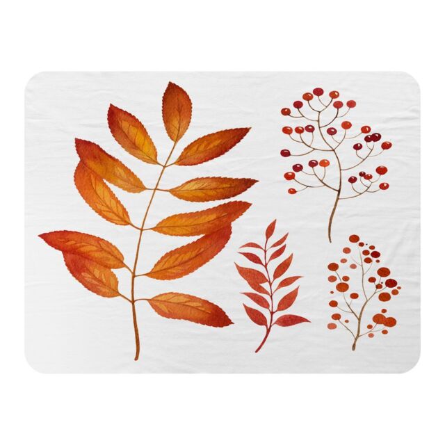 Benjamin Tate Design Orange Autumn Leaves Blanket in Natural - Size: 120 cm x 150 cm - image 1