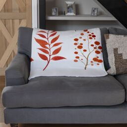 Benjamin Tate Design Orange Autumn Leaves Blanket in Natural - Size: 120 cm x 150 cm - thumbnail 2