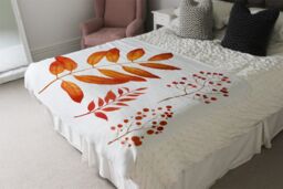 Benjamin Tate Design Orange Autumn Leaves Blanket in Natural - Size: 120 cm x 150 cm - thumbnail 3