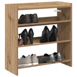 Berkfield Home Shoe Rack Artisan Oak 60x25x62 cm Engineered Wood in Brown - Size: 60 x 25 x 62 cm - thumbnail 2