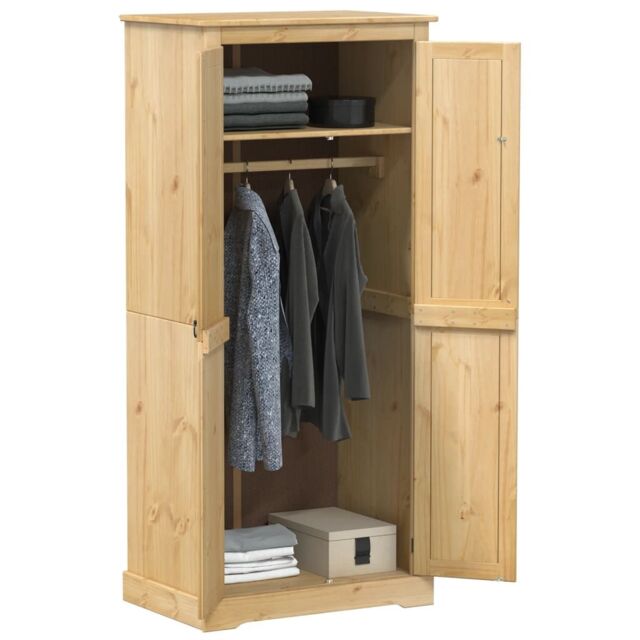 Berkfield Home Wardrobe Corona 76x50x170 cm Solid Wood Pine in Brown - Size: 76 x 50 x 170 cm - image 1