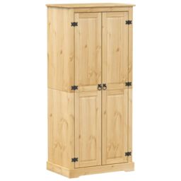 Berkfield Home Wardrobe Corona 76x50x170 cm Solid Wood Pine in Brown - Size: 76 x 50 x 170 cm - thumbnail 2