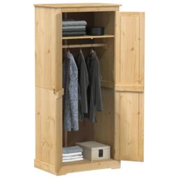 Berkfield Home Wardrobe Corona 76x50x170 cm Solid Wood Pine in Brown - Size: 76 x 50 x 170 cm