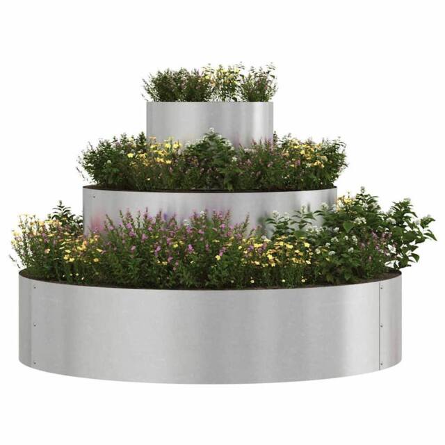 Berkfield Home Metal Planter Stainless steel Large Durable Planter Cylindrical in Silver - image 1