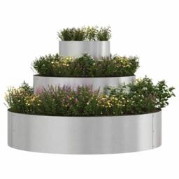Berkfield Home Metal Planter Stainless steel Large Durable Planter Cylindrical in Silver - thumbnail 1